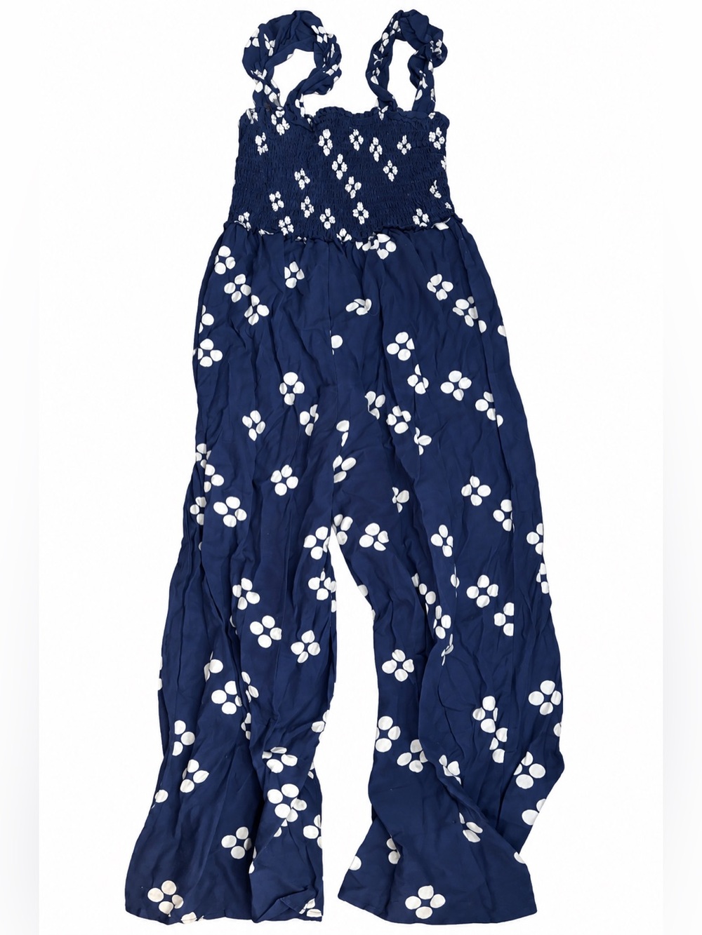 ASOS Navy and White Floral Smocked Jumpsuit